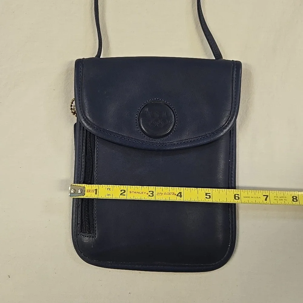 Vintage Coach USA Olympics 100th Anniversary Navy Blue Leather Crossbody Pouch - Picture 11 of 11